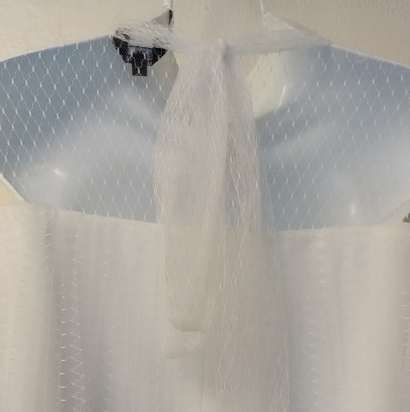 New For Her NYC white Tulle layered Ruffle sleeves top - Picture 3 of 6